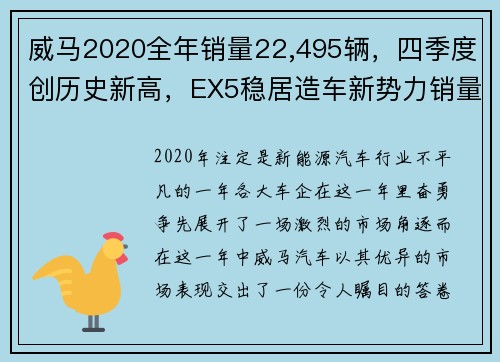 威马2020全年销量22,495辆，四季度创历史新高，EX5稳居造车新势力销量榜首